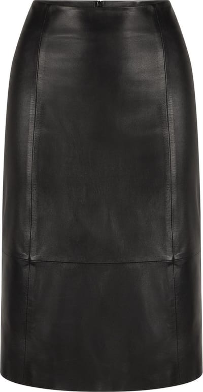 AMARI LANGE LEREN ROK - ZWART - MAAT XS (34)