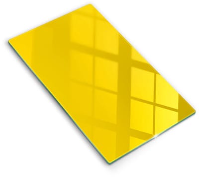 Wallfluent Glazen Snijplanken - Geel Snijplanken Glas - 30 cm x 52 cm - Donkergeel Snijplanken van Glas - Snijplank van Glas - Decoratieve Glazen Snijplank - Glazen Snijplank met Antislip