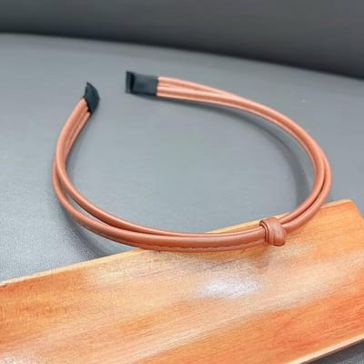 Vintage Geknoopte Dunne PU Leer Effen Kleur Hoofdband Eenvoudig Temperament Elegante Haarband Haarhoepel Haaraccessoires