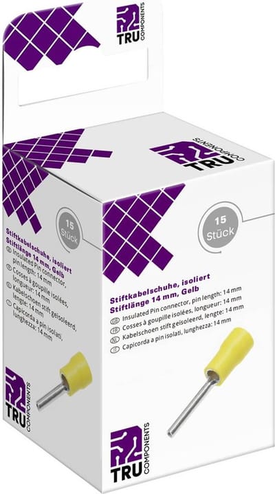 TRU COMPONENTS T2010C362 Stiftkabelschoen 4.0 mm² 6.0 mm² Deels geïsoleerd Geel 15 stuk(s)