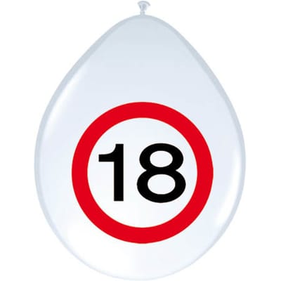 Folat - Ballonnen verkeersbord 18 (8 stuks)