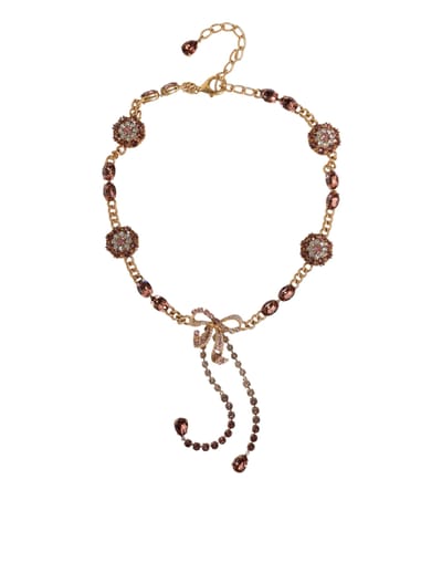 Kristallen Versierde Ketting met Strik Hanger