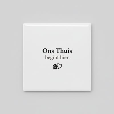 Ons Thuis Begint Hier Keramische Tegel – Gezellige Huis Quote Wanddecoratie – 15 x 15 cm