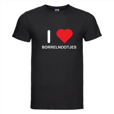 I LOVE BORRELNOOTJES T-shirt - 100% Katoen - Maat 4XL - Classic Fit - Zwart