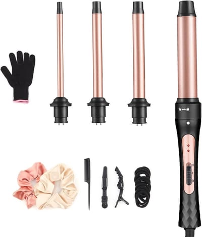 Krultang Set 4-in-1 met 4 Opzetstukken voor Verschillende Krullen
