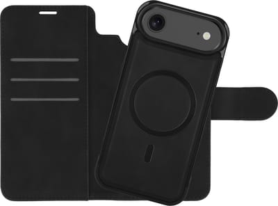 Just in Case uitneembare 2-in-1 Bookcase geschikt voor iPhone Air - geschikt voor Magsafe - Hoesje met Pasjeshouder - Zwart