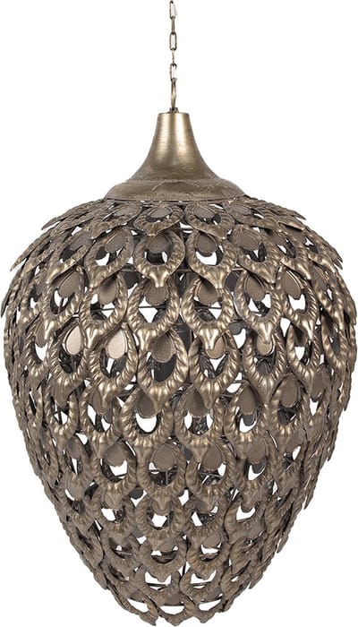 Clayre & Eef Hanglamp Ø 39x59 cm Goudkleurig Grijs IJzer