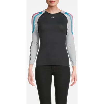 Arena W Carbon Compression Long Sleeve Dark Grey-white Maat: XS | Sport Shirts Outlet | Dames | Grijs