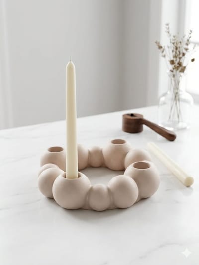 Luxe Keramische Kaarsenhouder - Wreath Bubble - Boho Interieur Decoratie