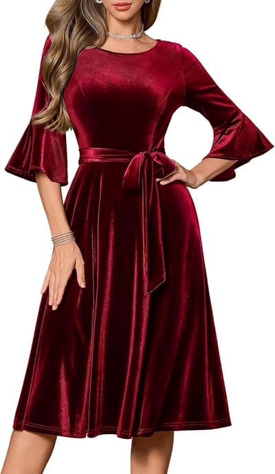 Elegante Cocktailjurk met 3/4 Mouwen voor Herfst en Winter - Feestelijke Jurk