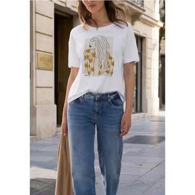 Shirt met ronde hals en frontprint