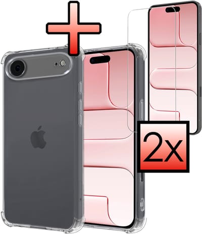 Hoesje - Met Screenprotector - 2 Stuks - Geschikt voor Apple iPhone Air - Sterk & Shockproof - Siliconen Case - Back Cover - Telefoon Hoes - Shock Proof - Transparant