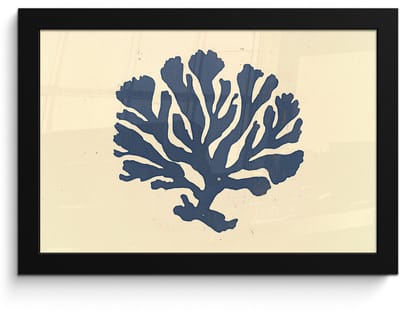 Poster in lijst - Fotolijst 30x20 cm - Posters - Blauw koraal - Vertakkingen - Beige - Posterlijst zwart - Decoratie - Wanddecoratie woonkamer - Muurdecoratie slaapkamer