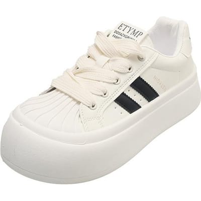 Gestreept Kleine Witte Schoenen Kinderen Herfst Nieuw Ins Trendy Dikke Zool Veelzijdig Casual Boardschoenen 40 wit