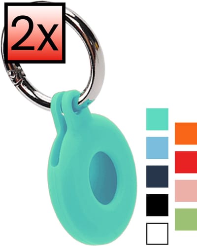 Hoesje Geschikt voor Apple AirTag 2 - Sleutelhanger Houder Siliconen Hoes - Hoes Geschikt voor Apple AirTag 2e generatie Hoesje - Turquoise - 2 PACK