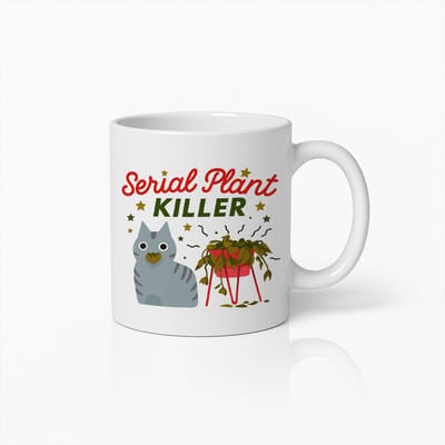 Serial Plant Killer Mok 330ml – Grappige Kat & Plant Koffiebeker | Hilarisch Cadeau voor Katteneigenaren & Plantenliefhebbers