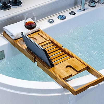 Bamboe Badrek - Bad Tafel - Ontspannen in Bad - Uitschuifbaar - 70-105 cm - Houtkleur