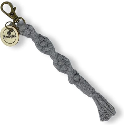 Macramé Sleutelhanger - Spiral Knots - Grijs - Katoenkoord - Prijs per Stuk - Inclusief Verzendkosten