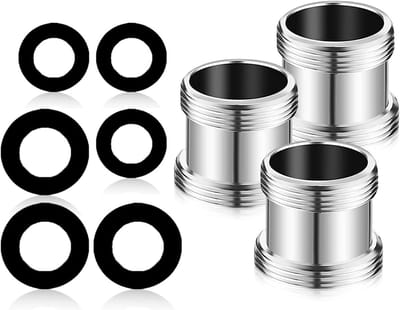 Faucet Adapter Set van 3 Stuks, M22 naar M24, Dubbele Draadadapter, Messing Waterbesparende Aerator Connector met Rubberafdichting, Perfect voor Keuken en Badkamer