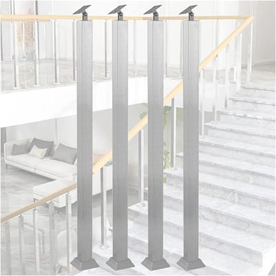 Roestvrijstalen Trapleuning - Zilveren Balusters - Trap Om Bouwen - Verstelbare Hoekhouder - 4 x 4 cm - Zilver