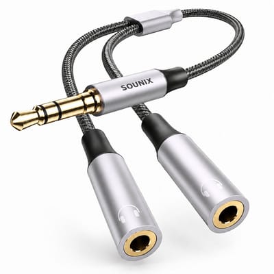 Sounix Audio Splitter - Jack Splitter - Audio Splitter 3.5 mm Jack - Male to Female