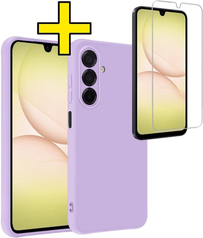 Hoesje - Met Screenprotector - Geschikt voor Samsung Galaxy A17 - Sterk & Shockproof - Back Cover - Siliconen Case - Telefoon Hoes - Telefoonhoesjes - Lila