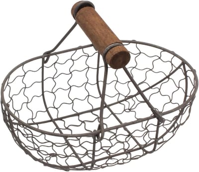 Eier Mand - Broodmand Opslag - Keuken Decoratie - Rustieke Boerderij Stijl - Houdt 12 Eieren - Zwart