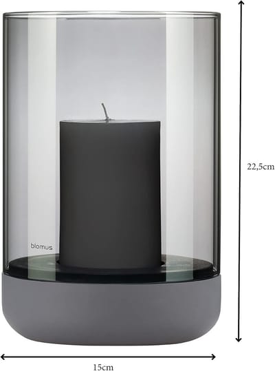 Windlicht Calma - Sfeerhouder Kaars - Sfeervol Verlichten - Beton en Glas - Maat L - Staal Grijs