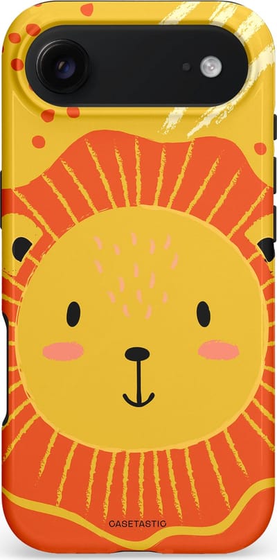 Casetastic hoesje geschikt voor Apple iPhone Air - MagSafe - Dubbellaagse bescherming - Vrolijke leeuw - Fashion Case - Goud Rood Oranje