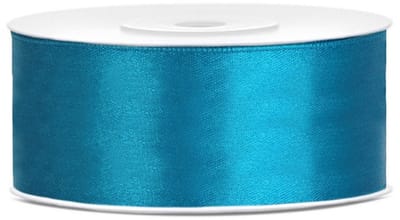 Partydeco Cadeaulint - turqoise - 2,5 cm x 25 meter - satijn - sierlint - inpakken - decoratie