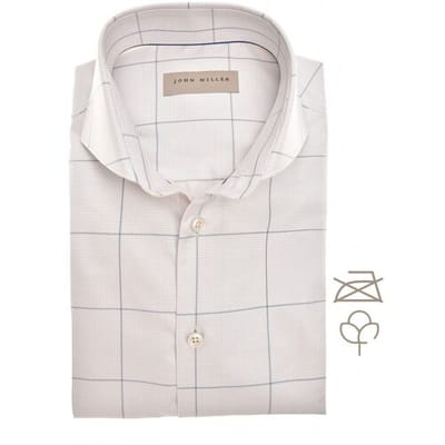 John Miller Overhemd Non-Iron Windowpane Check Zand / male