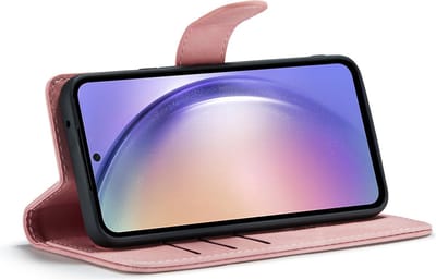 CaseMania Bookcase hoesje geschikt voor Samsung Galaxy A34 - Effen Roze - Kunstleer