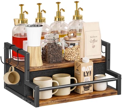 Dailygoods- Koffieorganizer 2-niveaus - Keukenorganizer - Koffiebar Accessoires - Opberglade - Robuuste Constructie - Compact Ontwerp - Koffiestation