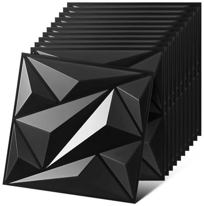 33 Stuks 3D Wandpanelen Zwart – 30x30 cm, PVC Structuur Wanddecoratie – Moderne Textuur voor Gamekamer, Slaapkamer, Kantoor of Bar – Eenvoudig DIY te Installeren