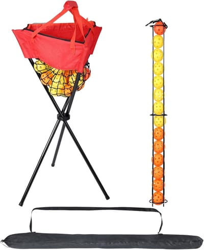Tennisbal Hopper - Ballenmand Tennis - Tennistraining Maximaliseren - Opvouwbaar Snel - 100 Ballen - Rood