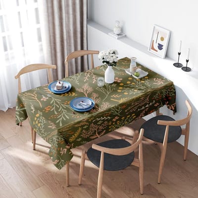 Groen Bloemig Tafelkleed Huisdecoratie Binnen Eetkamer Keuken Decoratief Wasbaar Antislip Tafel Linnen Stof 120x140cm