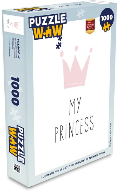 Puzzel Illustratie met de quote "My princess" en een roze kroon - Legpuzzel - Puzzel 1000 stukjes volwassenen