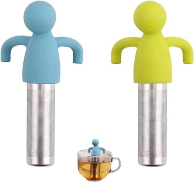 Set van 2 theefilters met roestvrijstalen infuser en siliconen handvat, ideaal voor het zetten van losse thee in alle soorten kopjes en mokken.