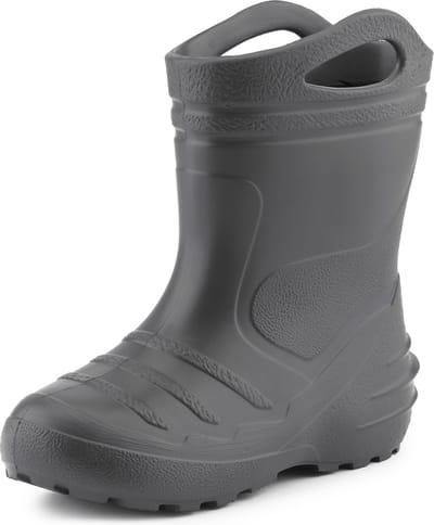 Ladeheid LA-KL-051 Kinder Regenlaarzen - Rubber - met Binnenschoen en Grepen - Waterdicht - EVA - Wasbare Binnenschoen – Grafiet – 27