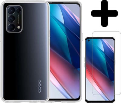 Hoesje - Met Screenprotector - Geschikt voor OPPO Find X3 Lite - Sterk & Shockproof - Back Cover - Siliconen Case - Telefoon Hoes - Telefoonhoesjes - Transparant