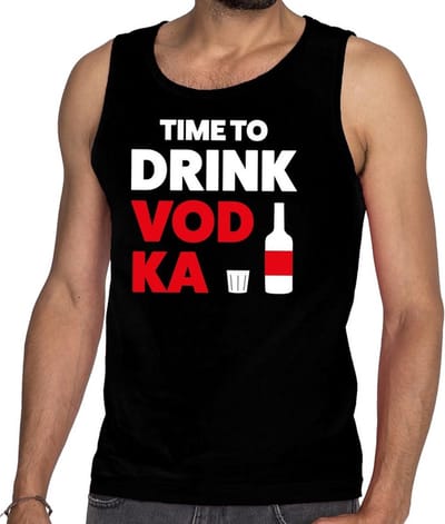 Time to drink Vodka tekst tanktop / mouwloos shirt zwart heren - heren singlet Time to drink Vodka S