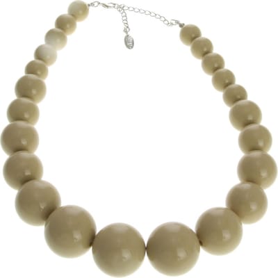 Behave - Korte bollen ketting met beige kralen 42 cm (+ verlengketting)