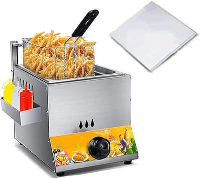 Commerciële Friteuse - Roestvrij Staal - Frituren Thuis - Snelle Verwarming - 6 Liter Capaciteit - Zilver