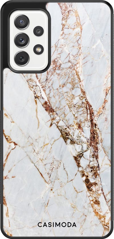 Casimoda® hoesje - Geschikt voor Samsung Galaxy A52 5G - Marmer Goud - Zwart TPU Backcover - Marmer - Goudkleurig