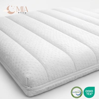 MIA Sleep® Hotel Topper 70x190 - Topdekmatras - Hotel Kwaliteit - HR45 Koudschuim - Circa 6 cm dik - Afritsbaar - Luxe Bamboo Tijk - Wasbaar - Ventilerend - Orthopedisch