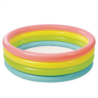 Unyqoos® Opblaasbaar Zwembad met Vier Kleurrijke Ringen en Zachte Bodem voor Kinderen