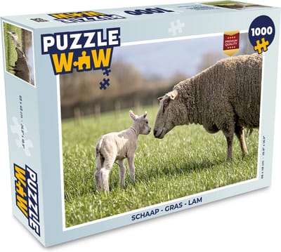Puzzel Schaap - Gras - Lam - Legpuzzel - Puzzel 1000 stukjes volwassenen