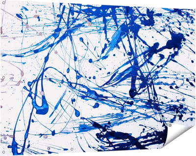 Gards Tuinposter Abstracte Kunst Blauwe Verf - 150x100 cm - Tuindoek - Tuindecoratie - Wanddecoratie buiten - Tuinschilderij