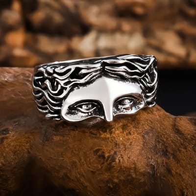 Vintage Punk Venus Beeld Gezicht Ringen voor Mannen en Vrouwen Renaissance Feest Ringen Sieraden Accessoires 11 white