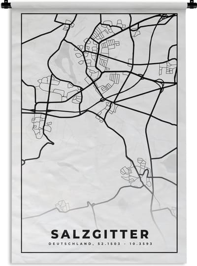 Wandkleed - Wanddoek - Stadskaart - Salzgitter - Plattegrond - Kaart - 120x180 cm - Wandtapijt